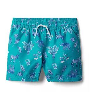 Janie and Jack World Love Recycled Swim Trunks Shorts with Zebra Print 2T Boys
